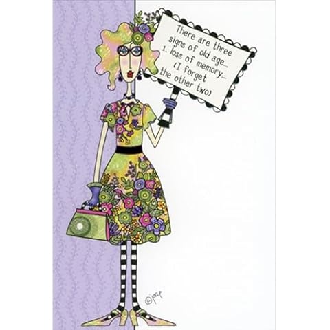 Pictura Three Signs of Old Age, Forget the Other Two Woman in Green Floral Dress Funny/Humorous Birthday Card for Her, Woman Cover