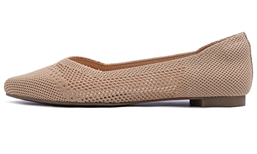 FEVERSOLE Women's Woven Pointy Fashion Cutouts Breathable Knit Flat Shoes3