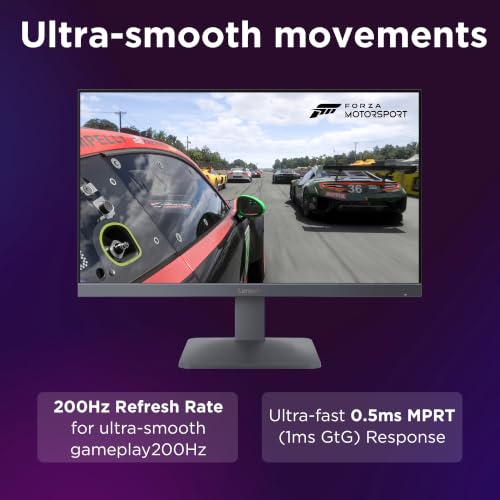 Image of Lenovo LOQ 24-10 | 23.8 inch (60.45cm) FHD (1920x1080) IPS 200Hz Gaming Monitor | 0.5ms, HDR10 Compliance, AMD FreeSync, 99% sRGB, 2xHDMI 2.1 TMDS, 1xDP 1.4| Tilt | Lunar Grey | 68F1GACBIN