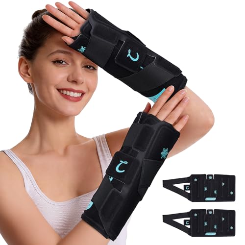 Comfytemp Wrist Ice Pack Wrap FSA Eligible HSA 30 Minute longlasting Reusable Gel Cold Pack for Wrist Thumb Hand & Forearm Hot Cold Therapy Wrap for Carpal Tunnel Tendonitis Arthritis 2 Packs
