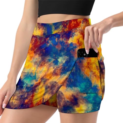 Jupe short de tennis jaune avec poche pour courir sans frottement et sans gêne