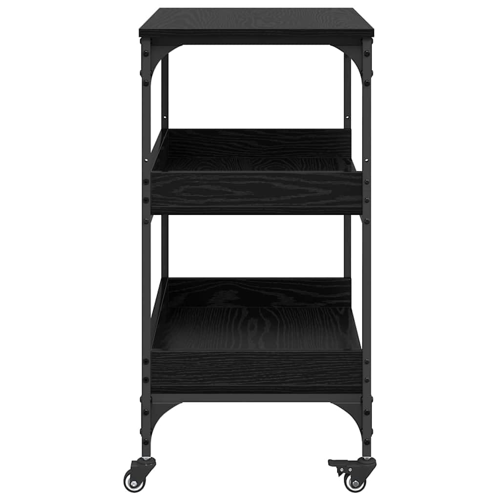 vidaXL Carro de Cocina Roble Negro 60 x 41 x 80.5 cm, Carro de Cocina Resistente, Carrito Industrial, estación de Servicio móvil, útil Organizador de Alimentos