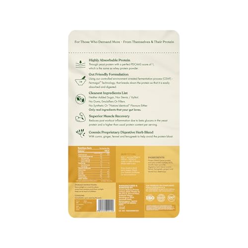 Image of Cosmix No-Nonsense Yeast Protein 38g Assorted (Pack of 5 Sachets) | 24g Protein /Serve | Chikmagalur Mocha, Indonesian Cacao, Kerala Vanilla Bean, Malnad Arabica Coffee, Apple Cinnamon | Easy to Digest