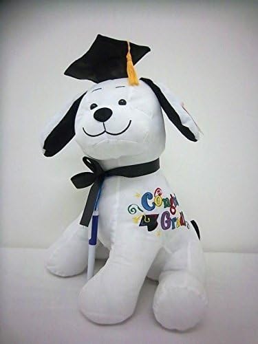 YMCtoys - Graduation Autograph Stuffed Dog - Words : Congrats Grad! (10.5inches)