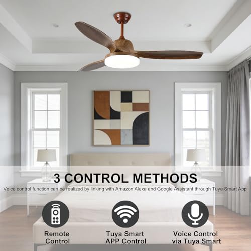 Ventilateur de plafond intelligent connecté avec éclairage LED