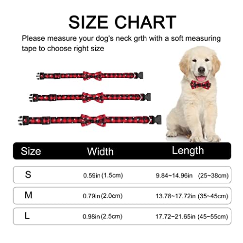 Asvin Weihnachten Hundehalsband, mit Hunde Fliege Abnehmbarer, Weich und Bequem Hunde Halsband Einstellbar, für Wenige Mittlere und Große Hunde