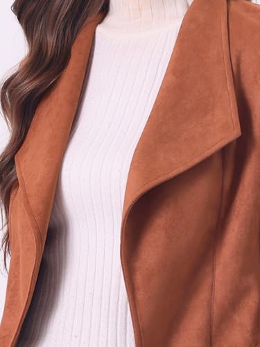 Image of Allegra K Women Faux Suede Jacket Lapel Draped Open Front Cardigan Casual Trendy Suede Blazer