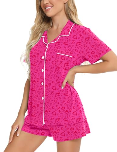 Image of SWOMOG Womens Button Down Pajamas Set Short Sleeve Sleepwear Bride Soft Pj Lounge Sets XS-3XL