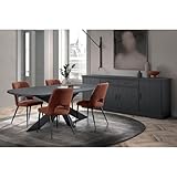 oval table buffet Son look noir intégral, plateau et pied central, sera du plus bel effet dans votre séjour.