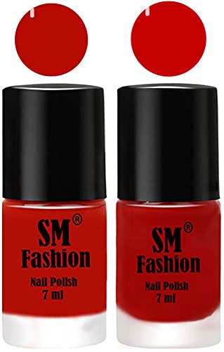 Image of Long Lasting Nail Polish | Nail Paint Combo 7 ml Each) - Set of 2 Red Orange-Orange