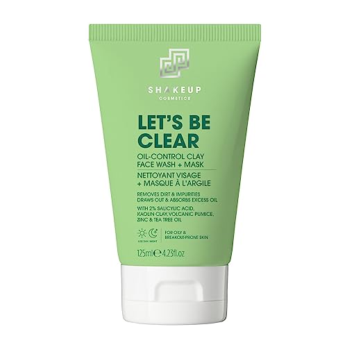 Shakeup Cosmetics Mens Face Wash & Mask for Oily Skin 2-in-1 Formula for Oil Control & Breakout Prevention. Vegan with Volcanic Pumice