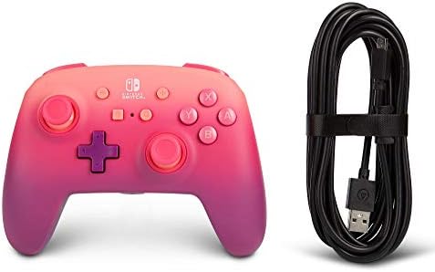 PowerA Enhanced Wired Controller for Nintendo Switch - Fuchsia Fantasy, pink, red, purple, gamepad, wired video game controller, gaming controller