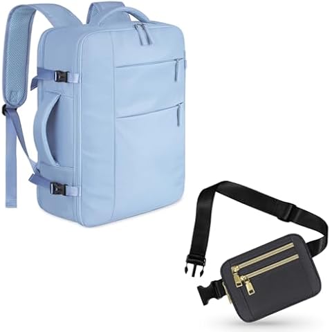 Capolo Travel Backpack for Women Men Blue & Fashion Waist Packs Bag with Adjustable Strap Dark Grey Cover