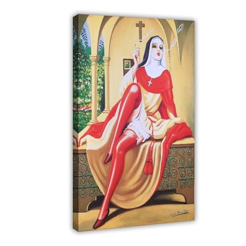 Poster Clovis Trouille Italian Nonne, décoration murale en toile 50x75 cm