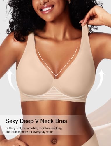 Image of Deep V Jelly Bras for Women Wireless Push Up Bralette Seamless Supportive