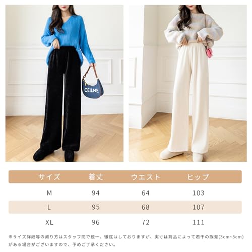 KumiModa ワイドパンツ レディース プリーツパンツ ストレートパンツ ロングパンツ 裏起毛 の商品画像 5