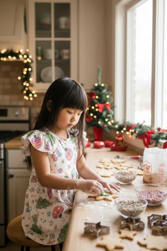 Image of Unique Baby Girls' Short Sleeve Everyday Printed Dresses for Kid and Toddler, Sizes 2T-12Y