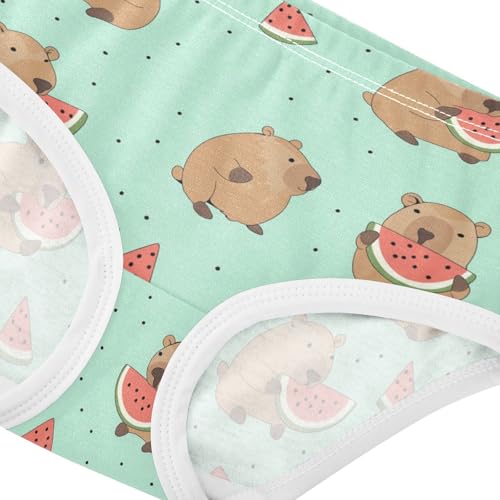 Wusikd Cute Capybara Girls' Underwear Cotton Watermelon Girls Briefs Soft Toddler Underwear 2T4