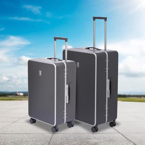 Image of SWISS MILITARY Black Gold Collection Lorenzo Hardsided PC Trolley Luggage Set of 2 (65cm Medium & 75cm Large) Suitcase with TSA Lock, 360 Wheels-Ideal for International Travel (70L,105L) Dark Grey