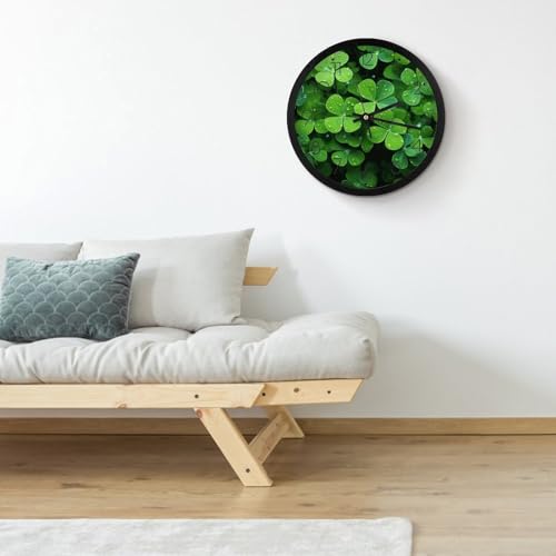 Horloge murale numérique grand format vert trèfle pour salon - 5