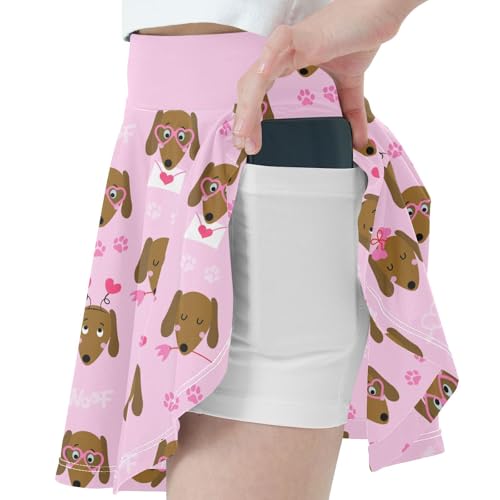 Girls Skorts High Waist Athletic Skirts with Shorts Dachshund Dog Stretchy Teens Performance Tennis2