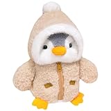 Jorzer Pingüino de Peluche de 9.8 Pulgadas, pequeño y Adorable pingüino de Peluche Suave con Capucha Peluda, navideño para cumpleaños de niños y niñas..