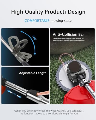Cordless Strimmer, Grass Trimmer with 18,000 RPM and 880W Motor, 90° Head Rotation Garden Strimmer Cordless, 15cm Cutting Width, Brush Cutter for Clearing Weeds Flower Lawn Trees 6 Cordless Strimmer, Grass Trimmer with 18,000 RPM and 880W Motor, 90° Head Rotation Garden Strimmer Cordless, 15cm Cutting Width, Brush Cutter for Clearing Weeds Flower Lawn Trees - Image 6