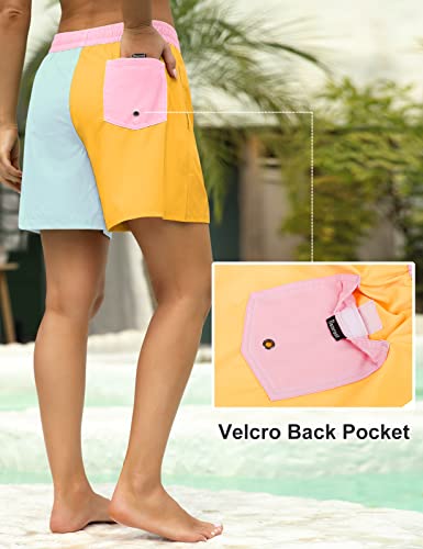 Image of Rocorose Women's Board Shorts Quick Dry Summer Sports Drawstring Beach Trunks Built-in Liner with Pockets