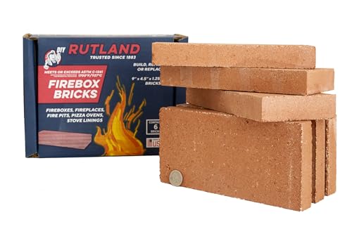 Rutland Feuerziegel für Holzkamin & Holzöfen rot 6 Stück