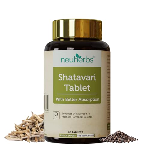 Image of Neuherbs Shatavari 60 Tablets for Women | Supports Hormonal Balance, Lactation, Energy & Immunity | Ayurvedic Herbal Supplement for Women's Wellness | No Added Preservatives