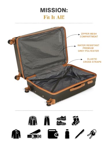 Image of Teakwood Large Size 8 Wheels Trolley Bag, Hard Cabin with Zipper Closure, Adjustable Push Button & Cross Side Strap, Number Lock System 360 Degree (Large, Black)
