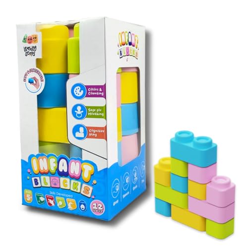 Image of Zephyr Learning Steps - Infant Blocks-1, Montessori Toys for Babies, Early Development, Soft Building Blocks, Block Sets, Colors and Counting, Premium Blocks, Stack Toy, Toddler Block Toys, 12 Pieces