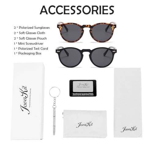 Image of JOVAKIT Vintage Kids Polarized Sunglasses for Girls Boys Age 2-9, Round Sun Glasses for Children UV400 Protection