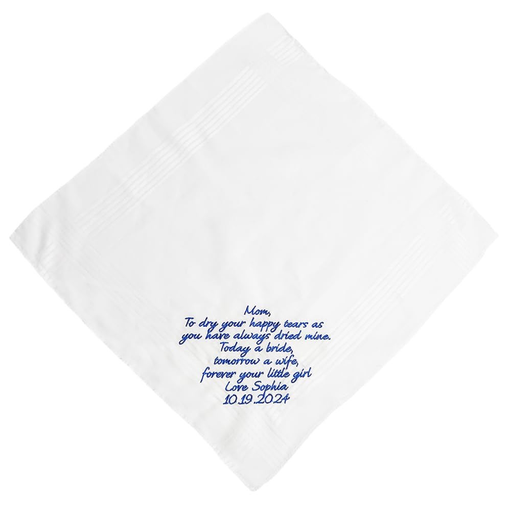 Custom Embroidered Handkerchief with Your Own Text,Unique Bridal Gifts for Happy Tears,Personalized Wedding Hankie Gift for Bridal,Friends,Family