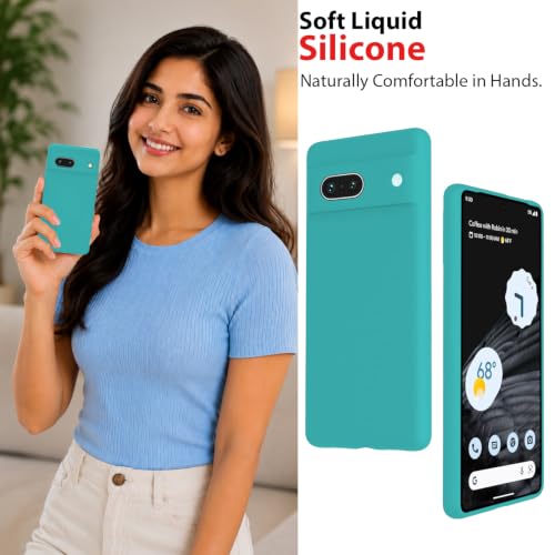Image of KACA Silicone Back Case for Google Pixel 7a, Soft-Touch, Shockproof Phone Back Cover for Google Pixel 7a (Light Green)