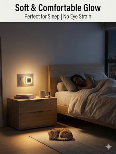 Image of Hoard Smart Night Lamp for Bedroom Bed Side Dim Light (Pack of 2) | Smart Automatic On /Off Dim LED Lights | Energy Saving 0.5W Lamp for Hallway, Stairs, Kitchen & Bathroom