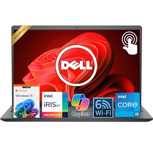 Image of Dell 15.6 inch FHD Touchscreen Laptop • Intel Core i5-1334U (10 cores) • 16GB RAM • 256GB PCIe SSD • SD Card Reader • Intel Iris Xe Graphics • 9H Battery • Wi-Fi 6 • Copilot AI • Win 11