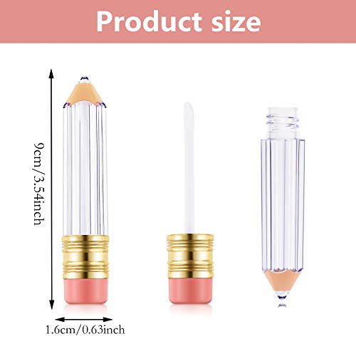 Blulu 24 Pcs 5 ml Pencil Lip Gloss Tube Empty, Gift for Back to School Teacher Appreciation Gifts Bulk, Pencil Lip Gloss Container Clear Refillable Tube for Women DIY Cosmetics2