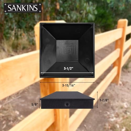 SANKINS 5-1/2"x5-1/2" Wood Fence Post Caps, Outdoor Decorative Deck Post Caps Cover PP Plastic Water-Proof UV-Proof for Wood Fence Post/Decks/Corridors from Cracking and Rotting, 12 pcs, Black by SANKINS - Image 2