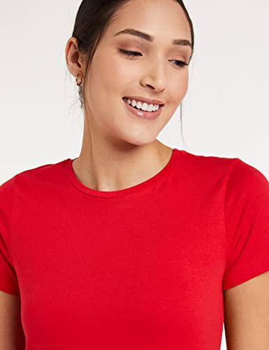 Image of Amazon Brand - Symbol Women Cotton Stretch Regular Fit Round Neck Half Sleeve T-Shirt (Available in Plus Sizes)