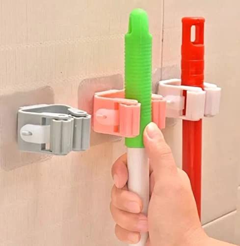 Suporte De Vassoura Rodo Mop Gancho Adesivo de Parede (Branco)