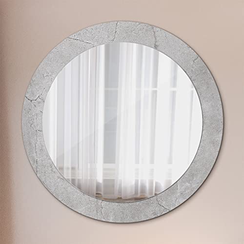 Miroir mural rond verre imprimé fi70 ciment gris moderne