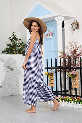Image of BUENOS NINOS Women's V Neck Floral Maxi Dress Boho Printed Adjustable Spaghetti Strap Ethnic Beach Long Dress with Pockets