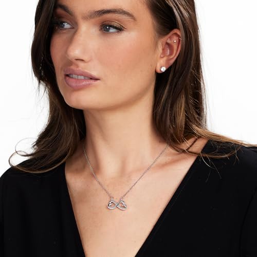 JTV Silver Tone Infinity Heart Pendant Necklace for Women – Tarnish-Resistant Chain – Elegant Jewelry Symbolizing Eternal Love & Friendship – Ideal Gift for Anniversary, or Valentine's Day, (23")3