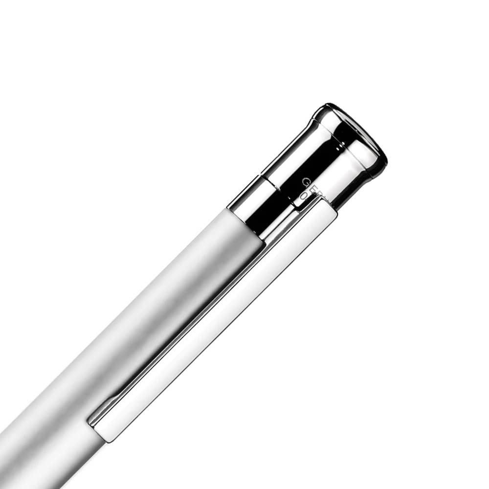 Otto Hutt 001-11606 - Kugelschreiber Design 04 in Silber, Schaft aus platiniertem Messing, Länge 13,3 cm, Durchmesser 10,8 mm