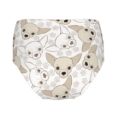 Chihuahua-Dog And Paw Print Girls' Underwear Soft Cotton Little Girls Panties Comfort Briefs2