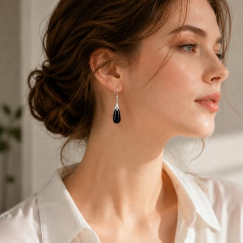 Natural Obsidian Earrings for Women Crystal Dangle Drop Birthstone Jewelry - image 3