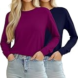 Bequemes Material: Die lässigen Damen-T-Shirts sind aus 65 % Polyester, 30 % Viskose, 5 % Spandex, die gut verarbeitet sind und das ideale Gewicht haben, das für wechselnde Klimazonen benötigt wird. Sie sind Ihre Wahl, wenn Sie warm sein und etwas weiches und kuscheliges tragen möchten