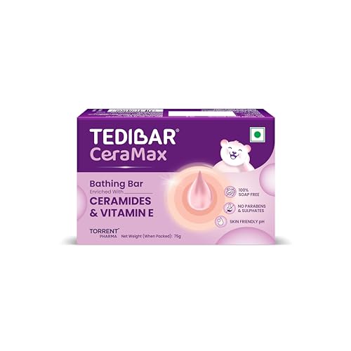 Image of Tedibar Ceramax Bathing Bar - 75g Enriched with Ceramides & Vitamin E |100% Soap Free| Skin friendly pH - By Torrent Pharma (Pack of 6)