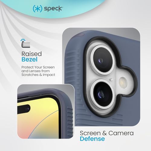Image of Speck CandyShell Grip Case for iPhone 16 - Slim Protective MagSafe iPhone 16 Case for Women & Men, Shock-Absorbing Anti‑Slip Phone Cover - Mystery Blue /Faded Denim